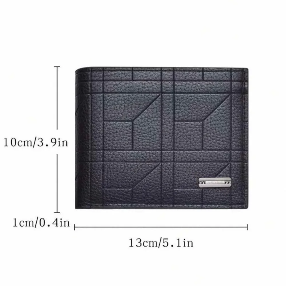 Men's Stylish Black Textured Bi-Fold Wallet